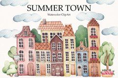 Watercolor ClipArt "Summer Town" Product Image 1