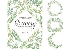 Watercolor Greenery Wreath Clipart Product Image 1