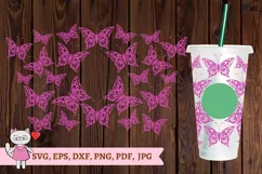 Butterfly Tumbler svg, Full Wrap Venti Cold Cup 24 oz Product Image 2