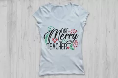 One Merry Teacher Svg, Christmas Svg, Christmas Teacher Svg. Product Image 2