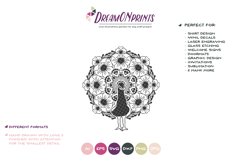 Peacock Mandala SVG | Floral Peacock Zentangle SVG Cut File Product Image 2