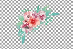 Coral and burgundy floral watercolor wedding bouquets decor Product Image 14