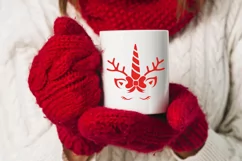 Christmas unicorn svg, unicorn reindeer face, xmas t shirt. Product Image 3