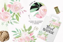 Watercolor Union Clipart Bouquets Flowers White Pink Summer Florals  Product Image 2