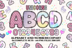 Unicorn Alphabet png clipart, unicorn letters doodle Product Image 1
