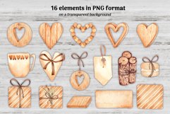 Watercolor Set "Wooden hearts" Product Image 2