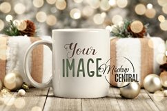 Golden Christmas Coffee Glass Mug Mock Up, JPG Cup Mockup Product Image 1