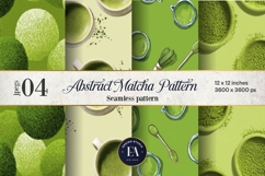Matcha Green Tea Pattern, Matcha Aesthetic Digital Paper Product Image 1