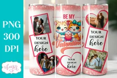 Be my Valentine photo tumbler wrap for sublimation, cat love Product Image 1