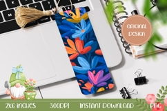 Colorful Bookmark Design, Blue Flowers Bookmark Product Image 1