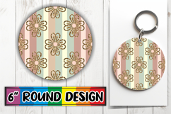 Playful Circle Car Coaster Design, Gold Flower Product Image 1