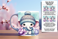 Elegant 15oz Mug Wrap Png Template , Cute Animals Product Image 1