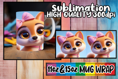 Heartfelt dreams sublimation mug wrap, 3D Dog Product Image 1
