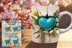 Sleek 11oz Png Mug Wrap Artwork , 3D Heart Product Image 1