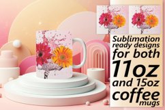 Tranquil Tide: Floral Water Design Mug Wrap 11oz 15oz Product Image 1