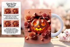 Floral 15oz Mug Wrap Png Design , 3D Pumpkin Product Image 1