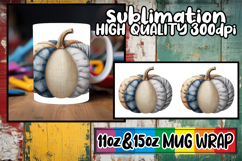 Serene evenings sublimation mug wrap, Pumpkin Watercolor Product Image 1