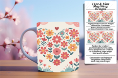 Dynamic 11oz Mug Wrap Png Artwork , Flowers Heart Product Image 1