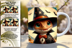 Playful 15oz Mug Wrap Png Artwork , Halloween Dino Product Image 1