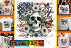 Unique TOTE BAG Art PNG, Skull USA Product Image 1