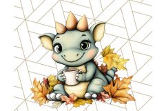 Fall Dinosaur PNG Clipart with Autumn Elements, Cute Dino Product Image 3