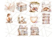 Cozy Book Lover Clipart PNG, Reading Aesthetic Graphics Product Image 2