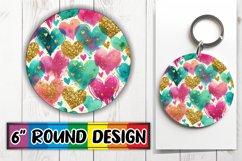 Sublimation Circle Ornaments PNG, Heart Product Image 1