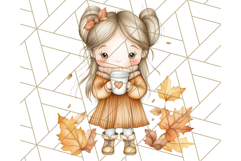 Pumpkin Spice Chibi Girls, Fall Accessories PNG, Cozy Autumn Product Image 3