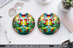 kolibri Car Coaster Sublimation,Valentines Coaster PNG Product Image 1