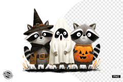 Halloween Spooky Raccoons Clipart Product Image 1