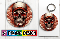 Cheerful Round Keychain PNG, Skull Product Image 1