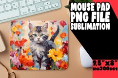 Vibrant Kitty and Flowers Mouse Pad PNG Product Image 1