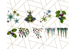 Peacock Christmas Clipart in Jewel Tones, Christmas Png Product Image 7