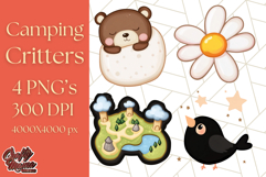 Camping Animals PNG, Forest Critters Campfire Clipart Product Image 1