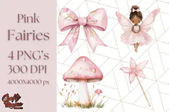 Pastel Pink Fairy Garden Clipart, Enchanted Cottagecore Png Product Image 1