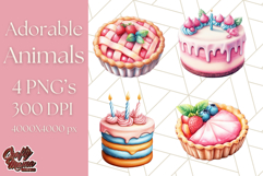 Pastel Sweet Treats Clipart, Ice Cream, Cakes, Donuts Png Product Image 1
