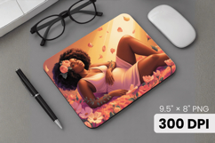 Afro Girl / Woman braided hair Mouse Pad, Black Queen PNG Product Image 1