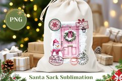 Christmas Door Santa Sack Design, Cozy Christmas Sublimation Product Image 1