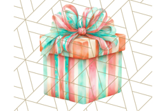 Coral and Aqua Christmas Clipart PNG, Pastel Holiday Art Product Image 3