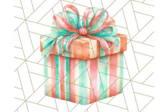 Coral and Aqua Christmas Clipart PNG, Pastel Holiday Art Product Image 3