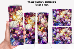 Flower Skinny Tumbler 20oz Wrap Design, Flowers Tumble PNG Product Image 1