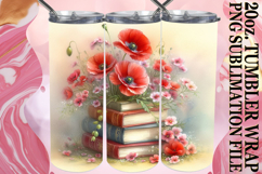 Blissful love 20oz tumbler wrap, Book and flower Product Image 1