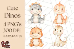 Cute Pastel Dinosaur Clipart PNG for Nursery Art, Baby Decor Product Image 1