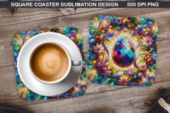 Easter Flower Coaster Sublimation, Easter Coaster PNG Design Product Image 1