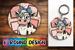 Bright Round Ornaments Sublimation, Cute Cow Product Image 1