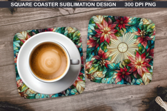 Poinsettias Coaster Sublimation, Christmas Coaster PNG Product Image 1