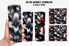 3D Flower Skinny Tumbler 20oz Wrap Design,Flowers Tumble PNG Product Image 1