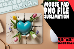 Sweet Desk Mat Sublimation Designs, 3D Heart Product Image 1