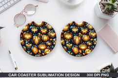 Pumpkins Car Coaster Sublimation| Halloween Coaster PNG Product Image 1