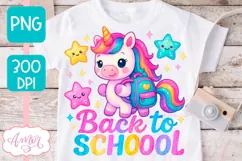 Cute back to school shirt PNG, Teacher sublimation unicorn Product Image 1